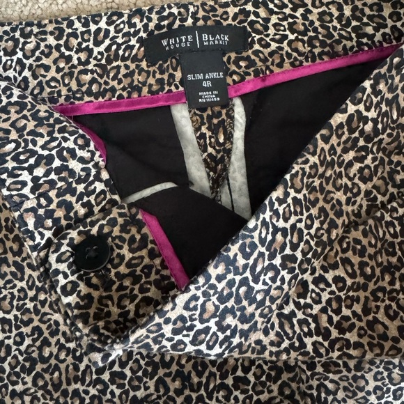 White House Black Market Women’s Slim Ankle Pants Size 4R Leopard Animal Print - Picture 4 of 4